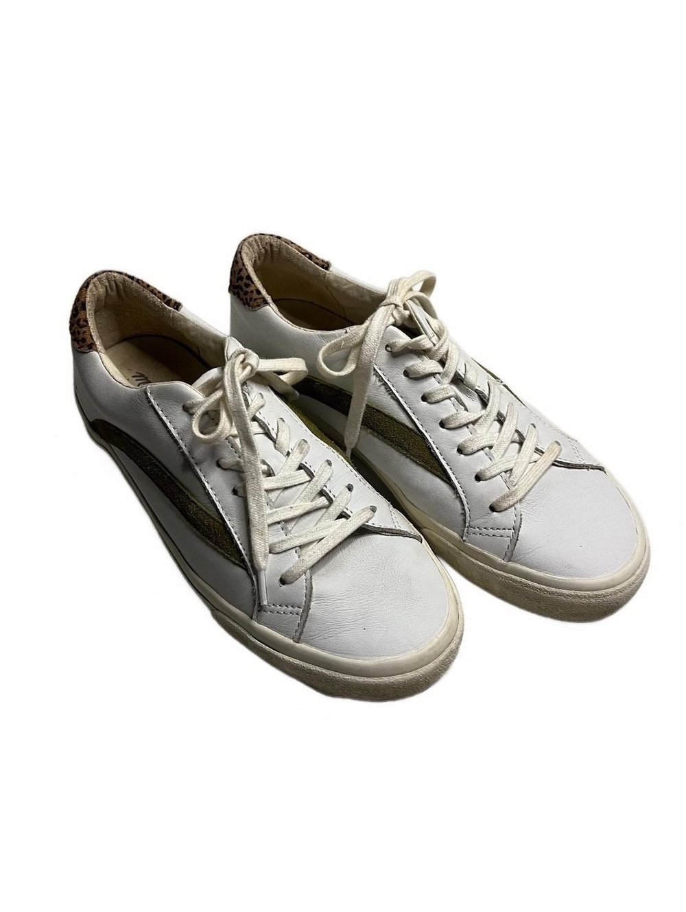 Madewell Sidewalk Low Top Leather Sneakers Leopard Calf Hair White Sz 9.5 / M 8 - Picture 6 of 11